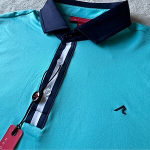 NWT REDVANLY Monroe Polo Curacao/Blue Athletic Performance Mens S Golf Stretch